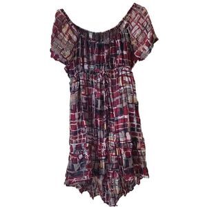Hottie Multi-Color Short Sleeve Peasant Dress